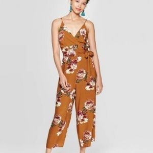 Women's Floral Print Sleeveless V-Neck Wrap Jumpsu